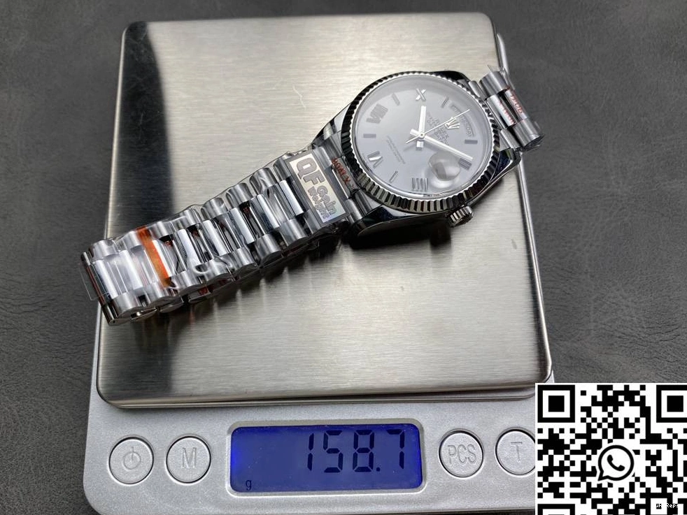 White Steel Rolex v5 QF 36mm Dial Factory M128236-0017 Tungsten Date Day 0709
